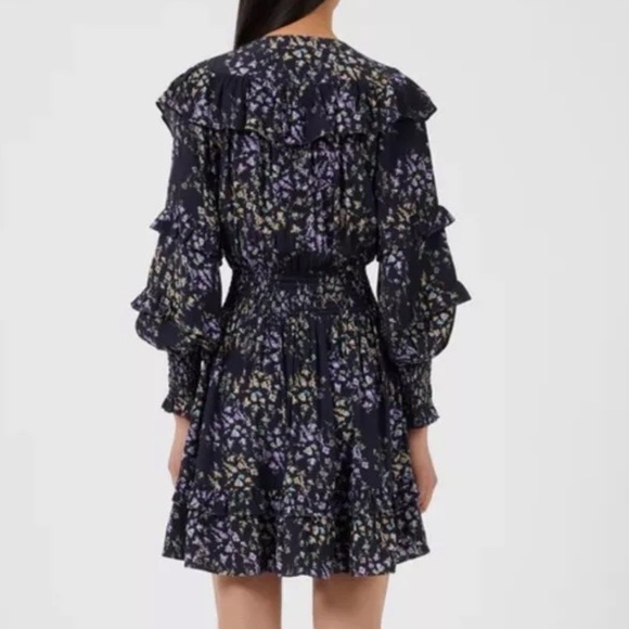 FRENCH CONNECTION Womens Birgin Colette Eco Crepe Ruffle Tiered Dress Navy NWT - Picture 3 of 14